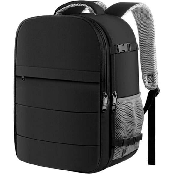 Travel Backpack Carry On Bag Laptop Compartment Suitcase Style Backpack Black - Picture 1 of 7